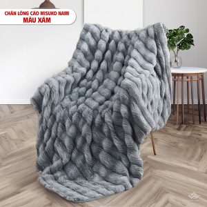 Chăn lông cáo nhân tạo Misuko Nami loang lượn sóng màu xám 200x220cm nặng 2,5kg - Ảnh 12