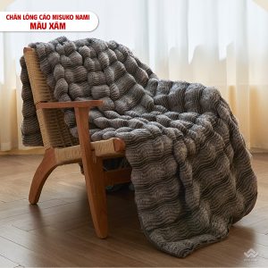 Chăn lông cáo nhân tạo Misuko Nami loang lượn sóng màu xám 200x220cm nặng 2,5kg - Ảnh 3