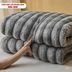 Alternative view of Chăn lông cáo nhân tạo Misuko Nami loang lượn sóng màu xám 200x220cm nặng 2,5kg