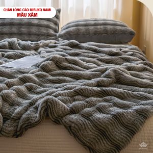 Chăn lông cáo nhân tạo Misuko Nami loang lượn sóng màu xám 200x220cm nặng 2,5kg - Ảnh 9