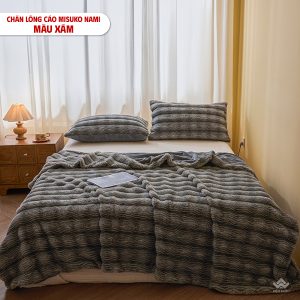Chăn lông cáo nhân tạo Misuko Nami loang lượn sóng màu xám 200x220cm nặng 2,5kg - Ảnh 7