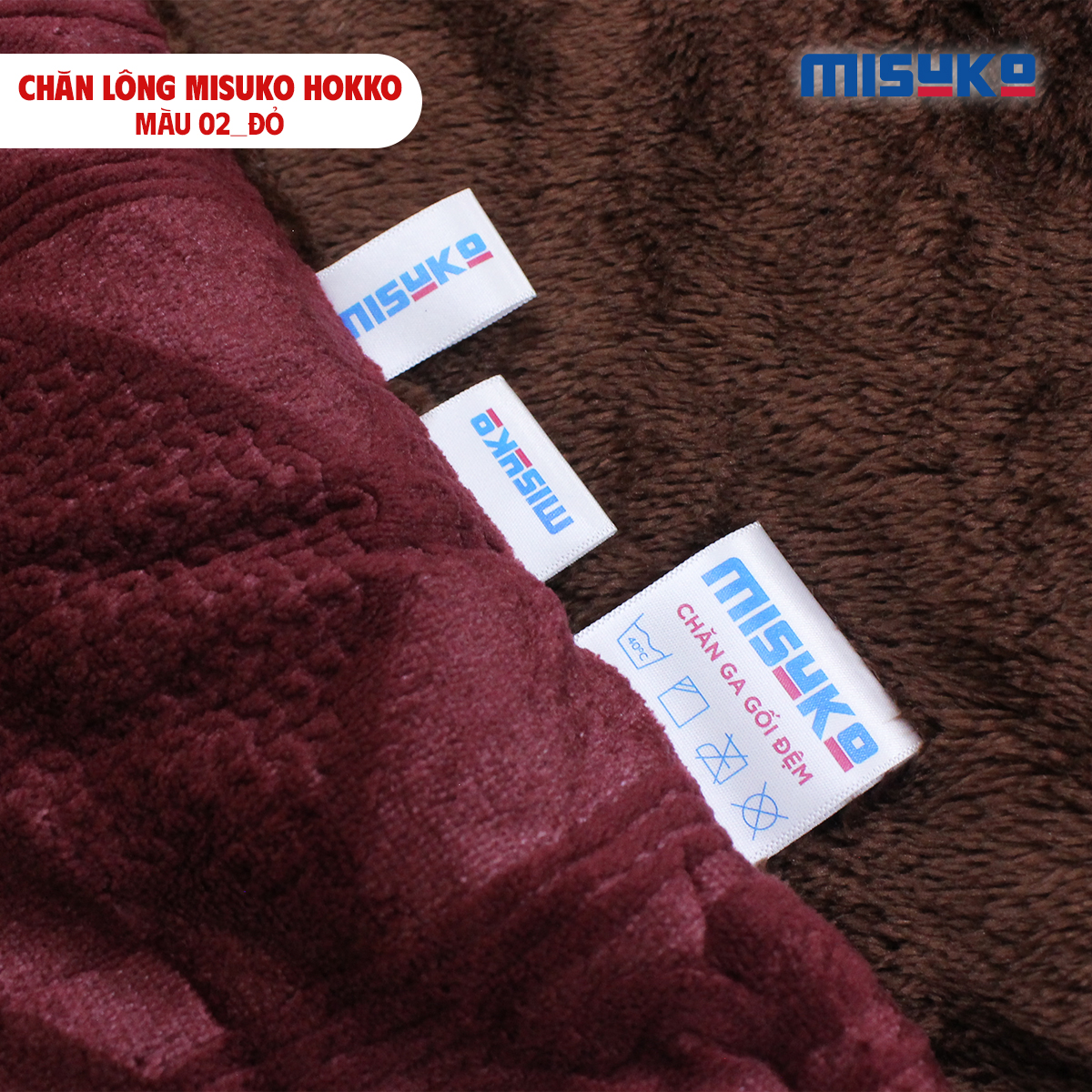 Chăn lông Misuko Hokko màu đỏ 210x250 nặng 4kg - Ảnh 6