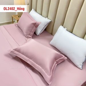 Chăn ga gối Olympia Lucas OL2402 vải cotton linen màu hồng - Ảnh 3