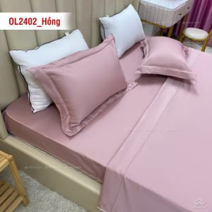 Chăn ga gối Olympia Lucas OL2402 vải cotton linen màu hồng - Ảnh 7