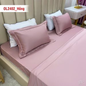 Chăn ga gối Olympia Lucas OL2402 vải cotton linen màu hồng - Ảnh 4