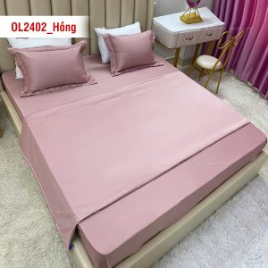 Chăn ga gối Olympia Lucas OL2402 vải cotton linen màu hồng - Ảnh 5