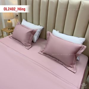 Chăn ga gối Olympia Lucas OL2402 vải cotton linen màu hồng - Ảnh 6