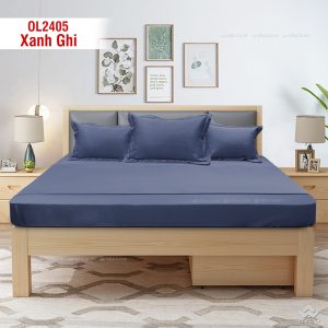 Ga gối Olympia Lucas OL2405 vải cotton linen màu xanh ghi