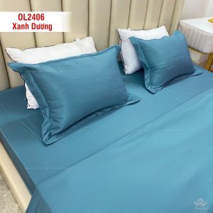 Ga gối Olympia Lucas OL2406 vải cotton linen xanh dương nhạt - Ảnh 7