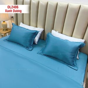 Ga gối Olympia Lucas OL2406 vải cotton linen xanh dương nhạt - Ảnh 8