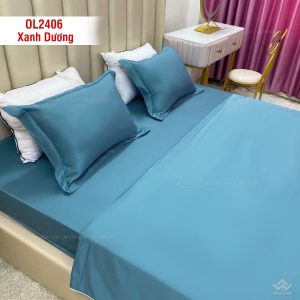 Ga gối Olympia Lucas OL2406 vải cotton linen xanh dương nhạt - Ảnh 3