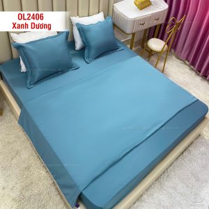 Ga gối Olympia Lucas OL2406 vải cotton linen xanh dương nhạt - Ảnh 5