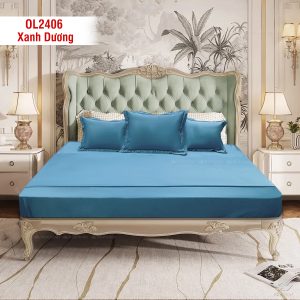 Ga gối Olympia Lucas OL2406 vải cotton linen xanh dương nhạt