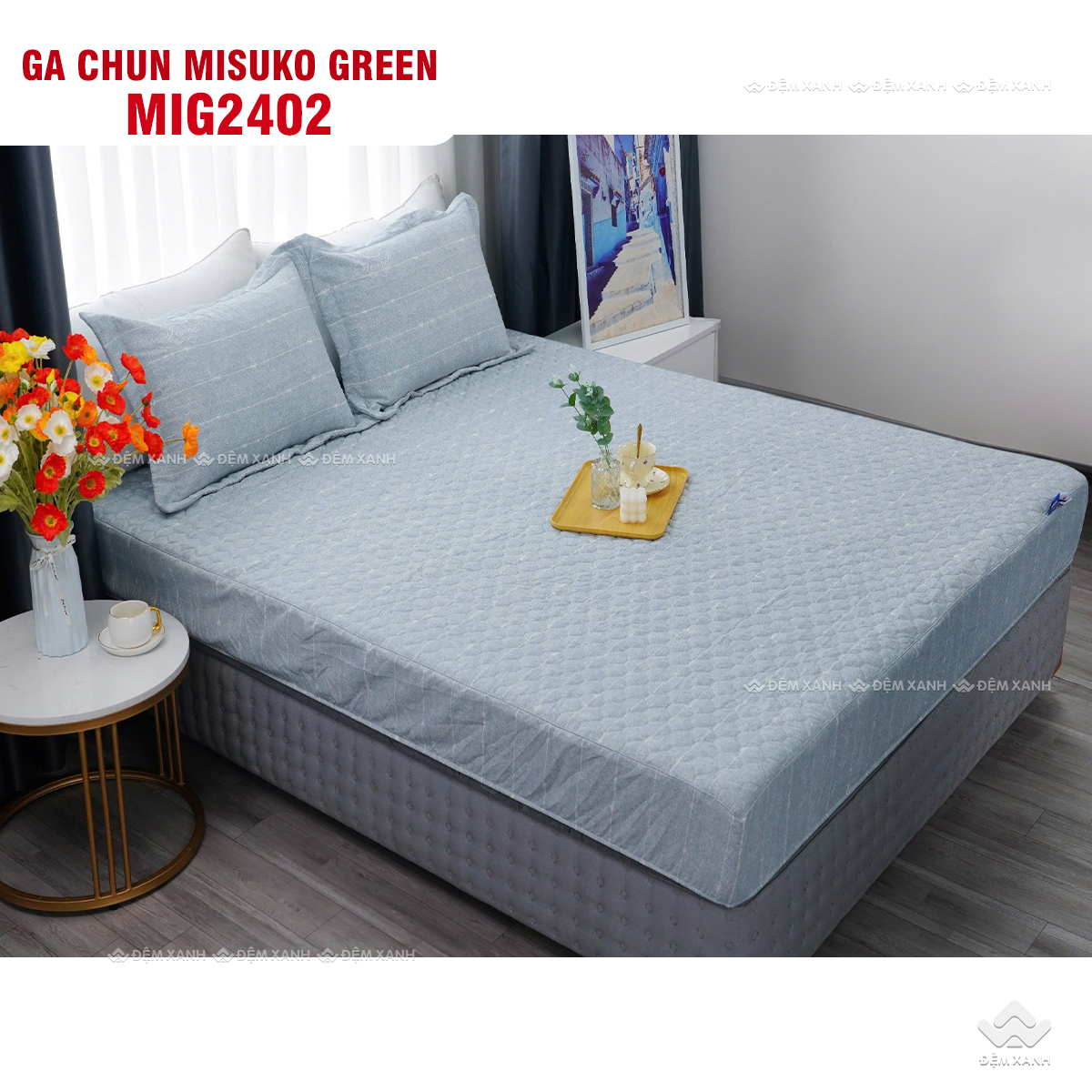 Bộ chăn ga gối Nhật Bản Misuko Green MIG2402 - Ảnh 5