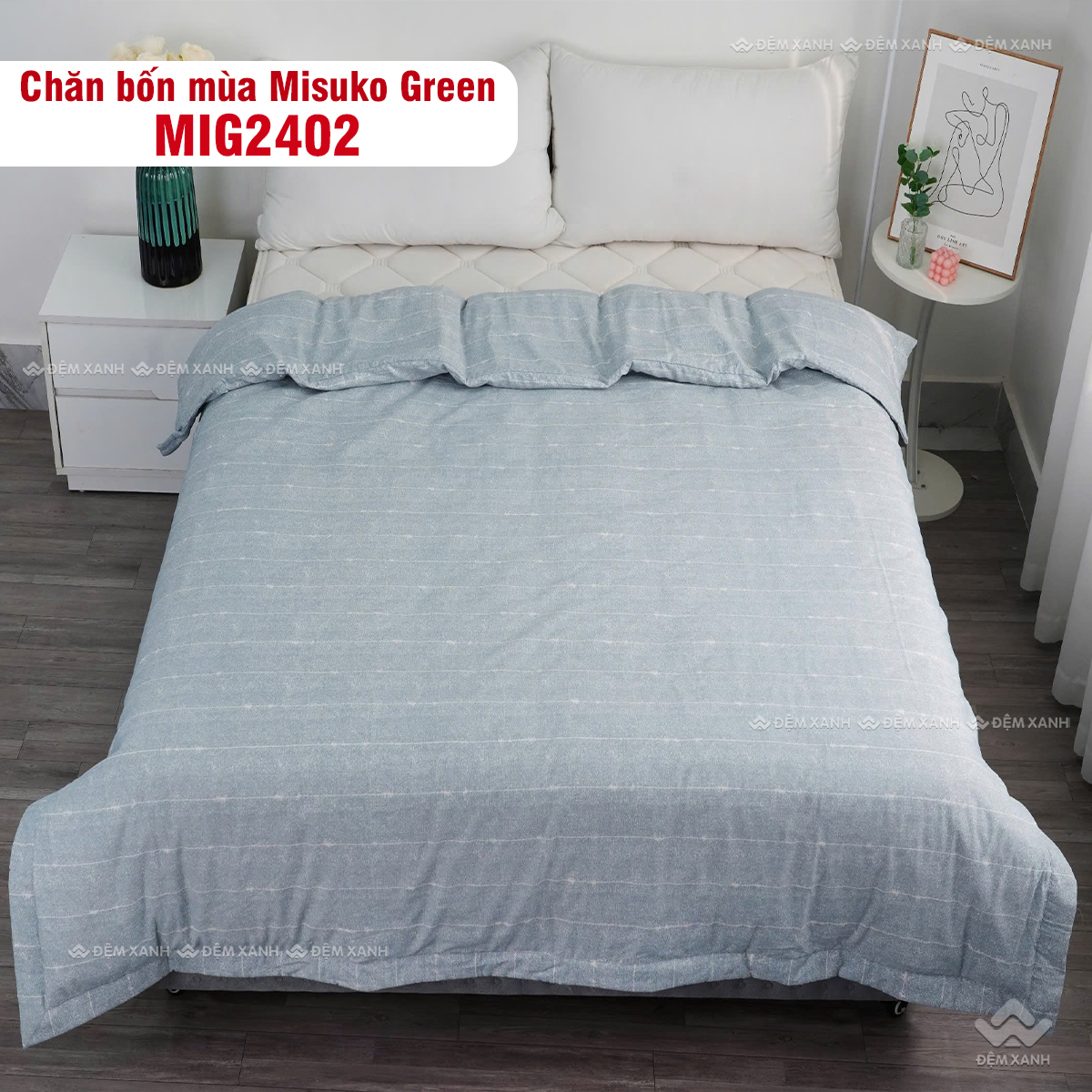 Bộ chăn ga gối Nhật Bản Misuko Green MIG2402 - Ảnh 6