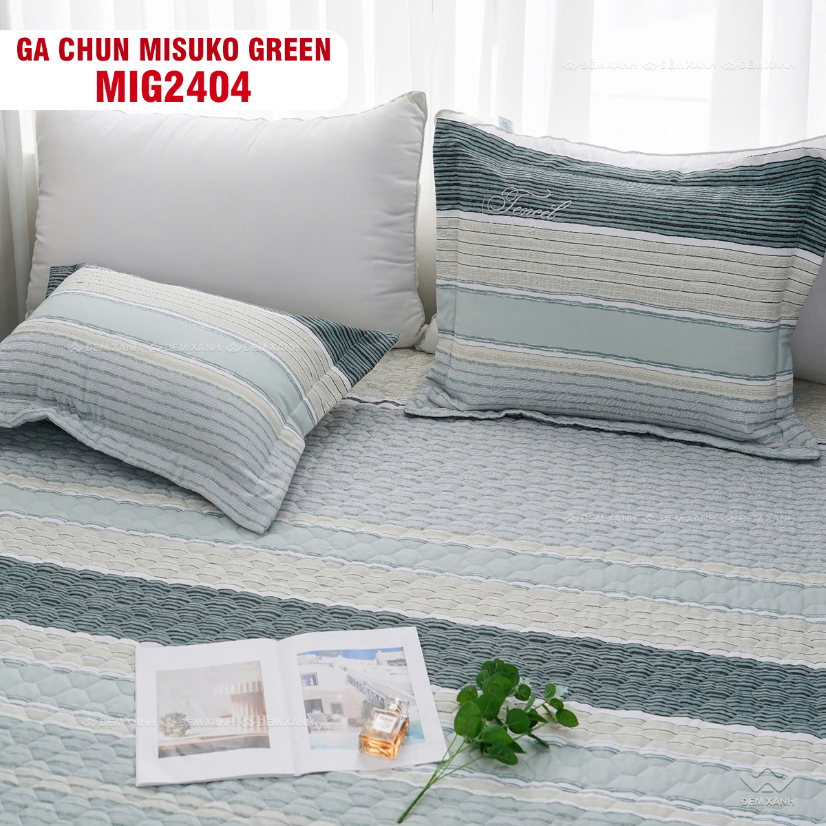 Bộ chăn ga gối Nhật Bản Misuko Green MIG2404 - Ảnh 6