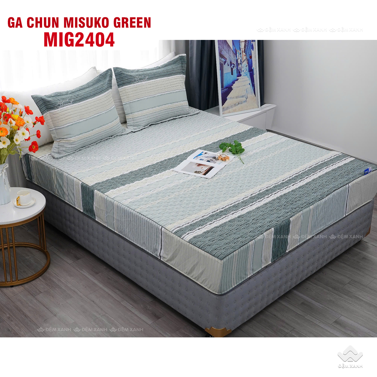 Bộ chăn ga gối Nhật Bản Misuko Green MIG2404 - Ảnh 7