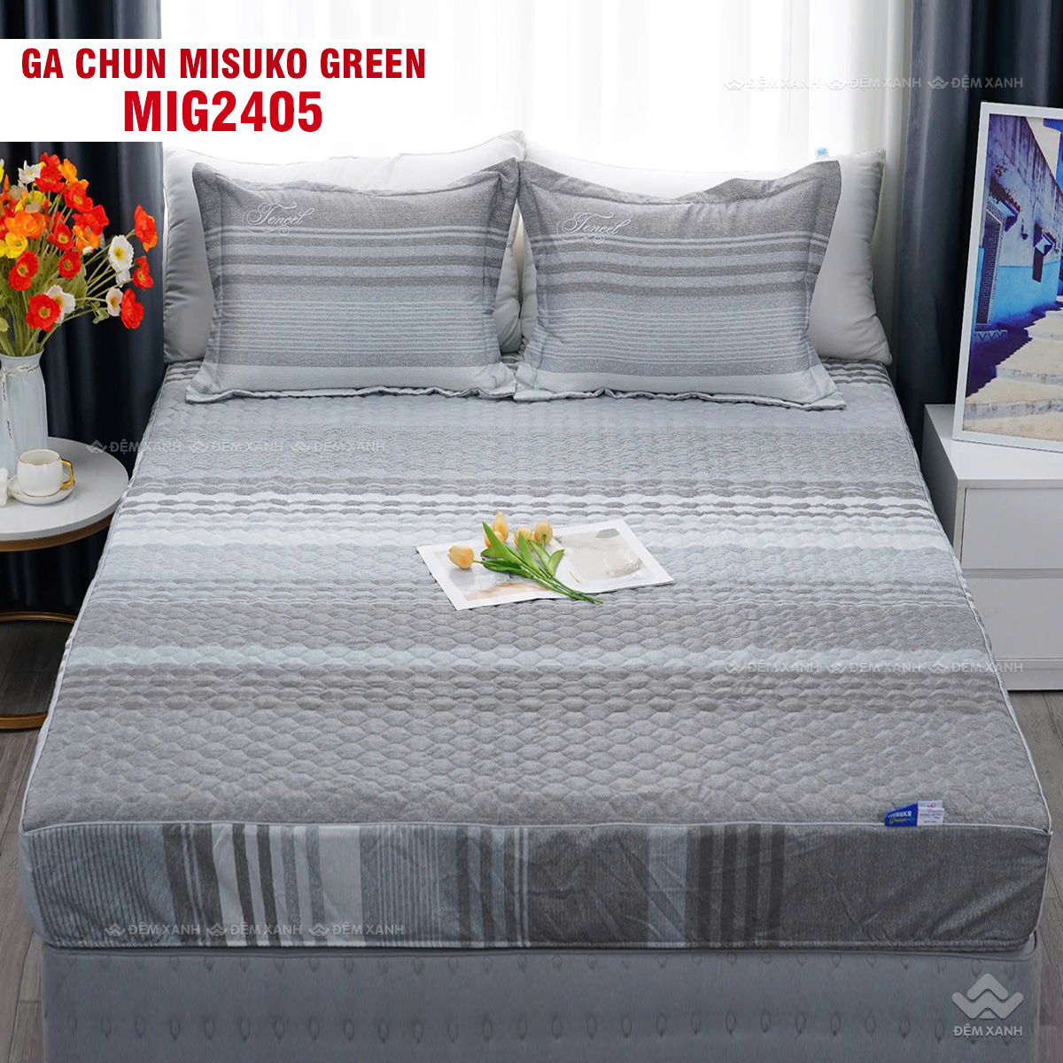 Bộ chăn ga gối Nhật Bản Misuko Green MIG2405 - Ảnh 2