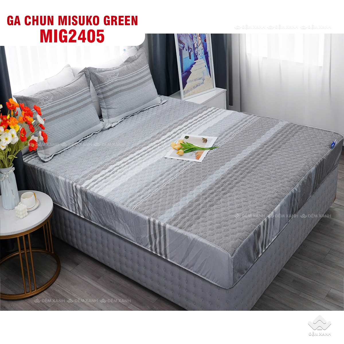 Bộ chăn ga gối Nhật Bản Misuko Green MIG2405 - Ảnh 3