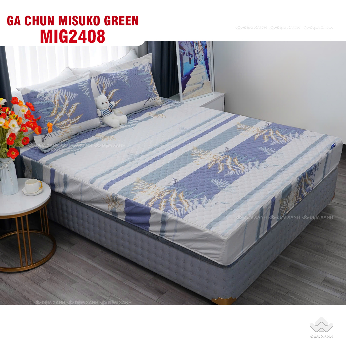Bộ chăn ga gối Nhật Bản Misuko Green MIG2408 - Ảnh 2