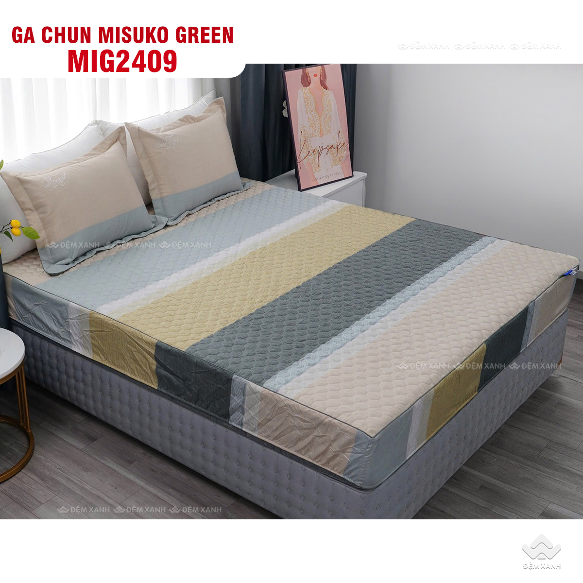 Bộ chăn ga gối Nhật Bản Misuko Green MIG2409 - Ảnh 3