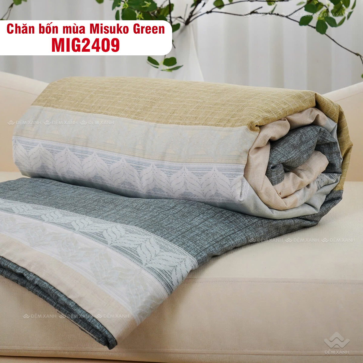 Bộ chăn ga gối Nhật Bản Misuko Green MIG2409 - Ảnh 7