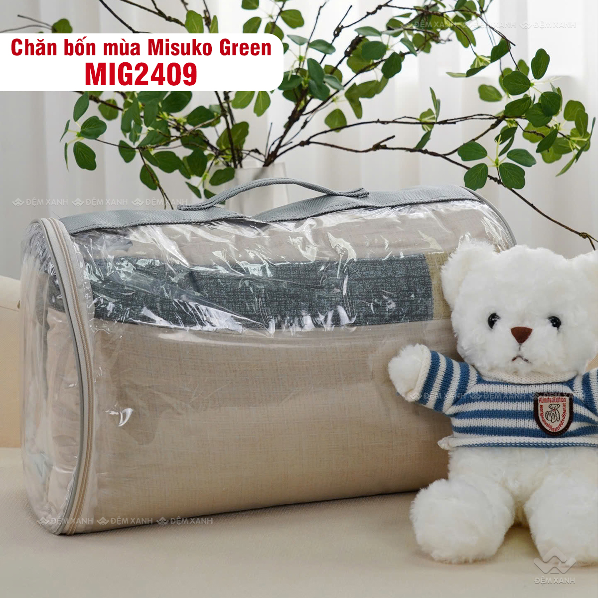 Bộ chăn ga gối Nhật Bản Misuko Green MIG2409 - Ảnh 8
