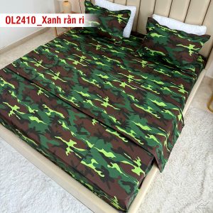 Chăn ga gối Olympia Lucas OL2410  vải cotton linen xanh rằn ri - Ảnh 4
