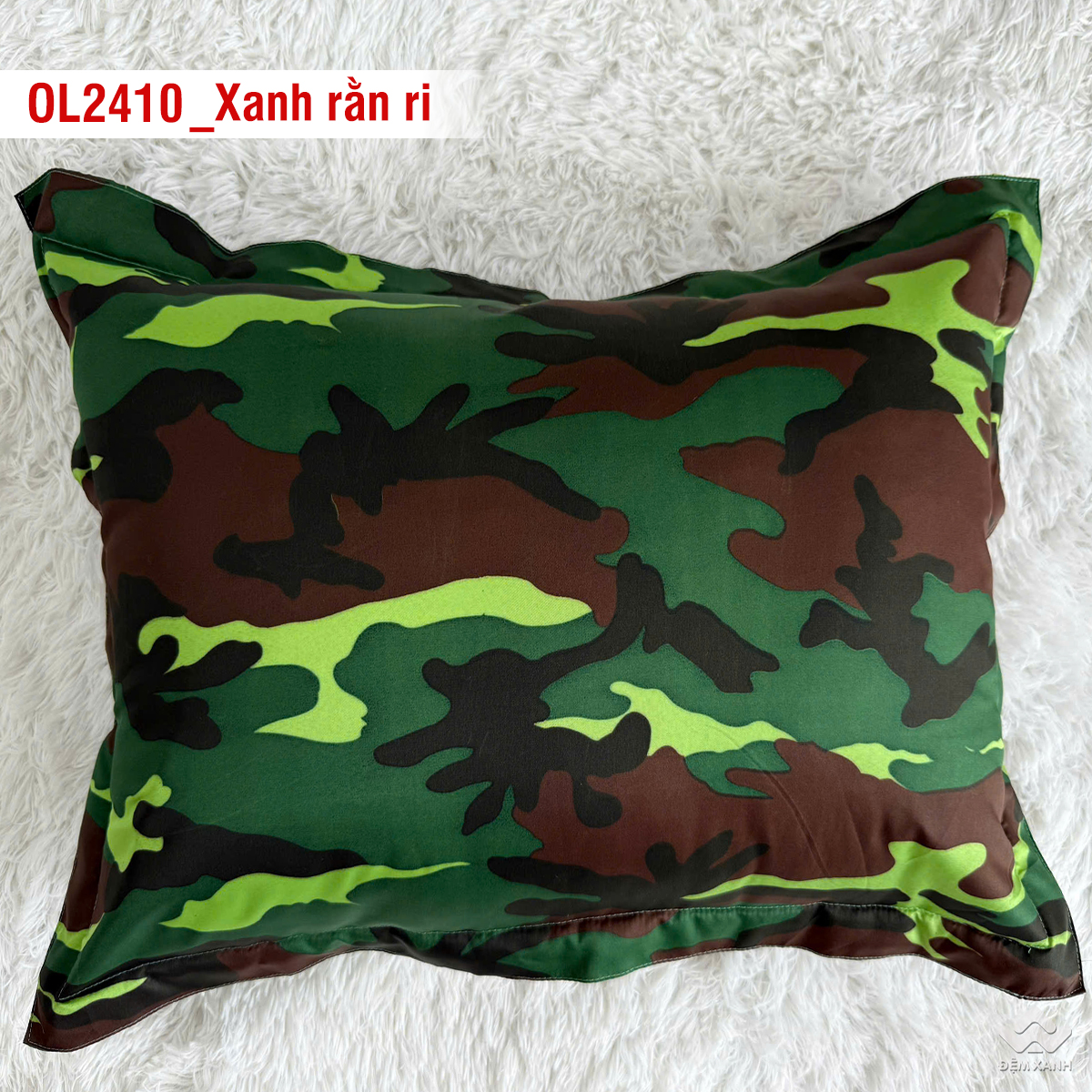 Chăn ga gối Olympia Lucas OL2410  vải cotton linen xanh rằn ri - Ảnh 5