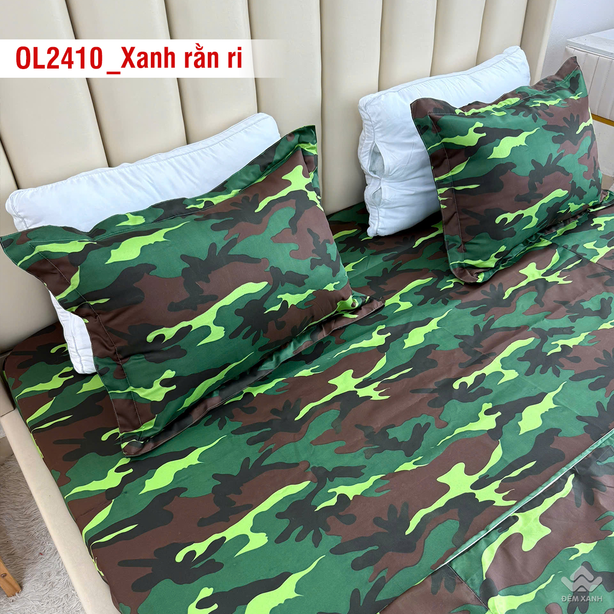 Chăn ga gối Olympia Lucas OL2410  vải cotton linen xanh rằn ri - Ảnh 6