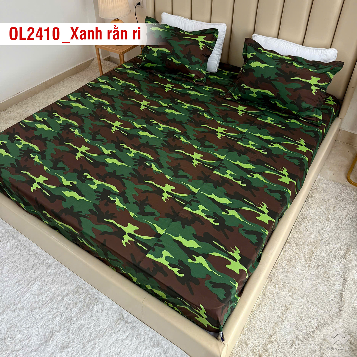 Chăn ga gối Olympia Lucas OL2410  vải cotton linen xanh rằn ri - Ảnh 7