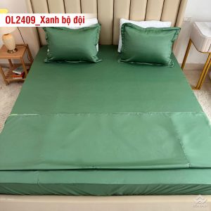 Ga gối Olympia Lucas OL2409 vải cotton linen màu xanh bộ đội - Ảnh 3