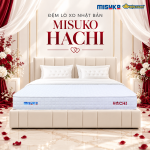 Đệm lò xo Misuko Hachi màu trắng phù hợp dự án nhà nghỉ và khách sạn