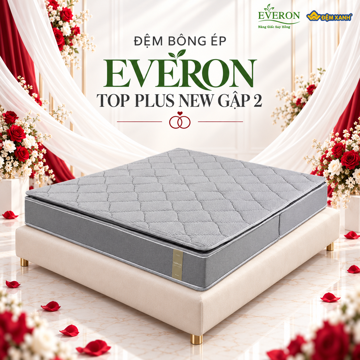 Đệm bông ép Everon Top Plus New gập 2
