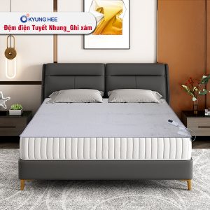 Đệm điện Kyung Hee Tuyết Nhung - Ghi Xám