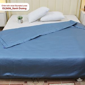 Chăn bốn mùa Olympia Lucas vải cotton linen OL2406 màu xanh dương - Ảnh 6