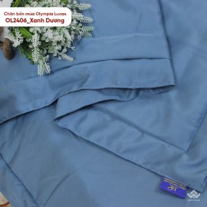Chăn bốn mùa Olympia Lucas vải cotton linen OL2406 màu xanh dương - Ảnh 5