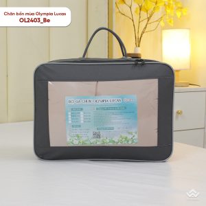 Chăn bốn mùa Olympia Lucas vải cotton linen OL2403 màu be - Ảnh 7