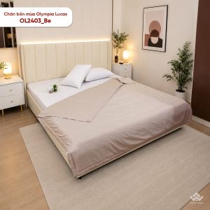 Chăn bốn mùa Olympia Lucas vải cotton linen OL2403 màu be - Ảnh 3