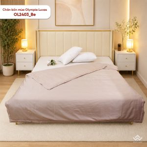 Chăn bốn mùa Olympia Lucas vải cotton linen OL2403 màu be