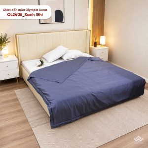 Chăn bốn mùa Olympia Lucas vải cotton linen OL2405 màu xanh ghi - Ảnh 5