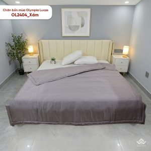 Chăn bốn mùa Olympia Lucas vải cotton linen OL2404 màu ghi