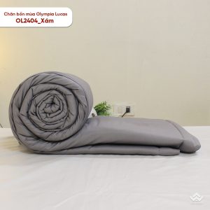 Chăn bốn mùa Olympia Lucas vải cotton linen OL2404 màu ghi - Ảnh 3