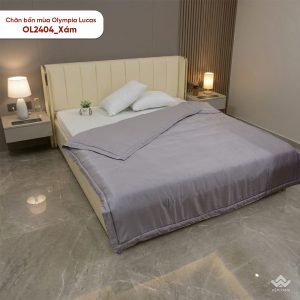 Chăn bốn mùa Olympia Lucas vải cotton linen OL2404 màu ghi - Ảnh 5