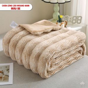 Chăn lông cáo nhân tạo Misuko Nami loang lượn sóng màu be 200x220cm nặng 2,5kg