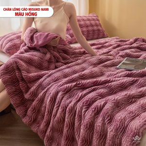 Chăn lông cáo nhân tạo Misuko Nami loang lượn sóng màu hồng 200x220cm nặng 2,5kg - Ảnh 10