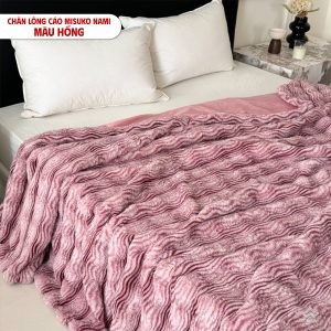 Chăn lông cáo nhân tạo Misuko Nami loang lượn sóng màu hồng 200x220cm nặng 2,5kg - Ảnh 9