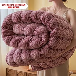 Chăn lông cáo nhân tạo Misuko Nami loang lượn sóng màu hồng 200x220cm nặng 2,5kg - Ảnh 4