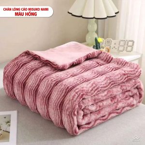 Chăn lông cáo nhân tạo Misuko Nami loang lượn sóng màu hồng 200x220cm nặng 2,5kg