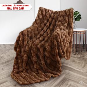 Chăn lông cáo nhân tạo Misuko Nami loang lượn sóng màu nâu đậm 200x220cm nặng 2,5kg - Ảnh 8